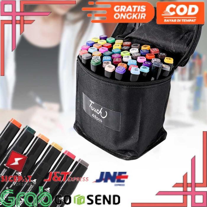 EZONE Spidol Dual Side Fine Art Brush Pen Art Marker Set - 48 Warna