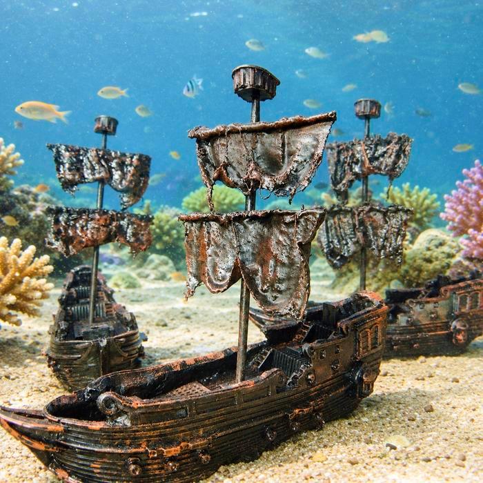 Hiasan Aquarium Kapal Karam Bajak Laut Tenggelam