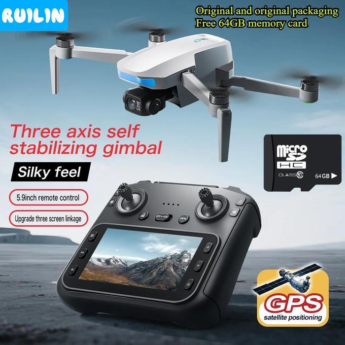 PROMO Drone S-X1 dengan Gimbal 3-Axis Drone GPS Brushless Motor 4K HD WIFI Layar 5.6 Inci Besar Ada