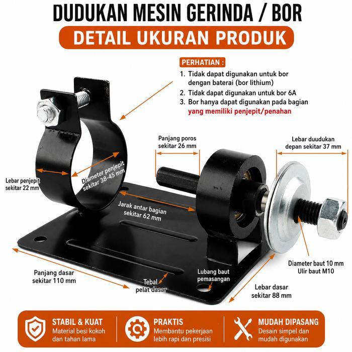 Dudukan Bor Adaptor Stand Holder Mesin Gerinda Multifungsi Penyangga Gerinda Duduk