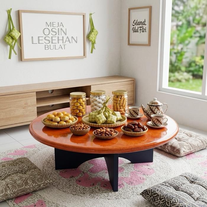 SIAPKIRIM Meja Oshin Bulat Meja Osin Meja Lesehan Meja Tamu Kayu Coffee Table Meja Lesehan Bulat