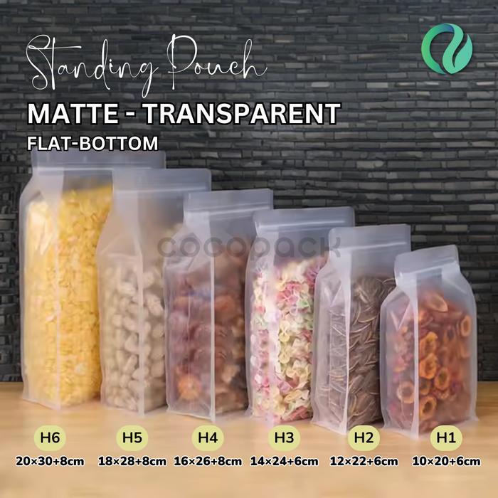 10 Pcs Flat Bottom Standing Pouch Matte Transparent Terlaris