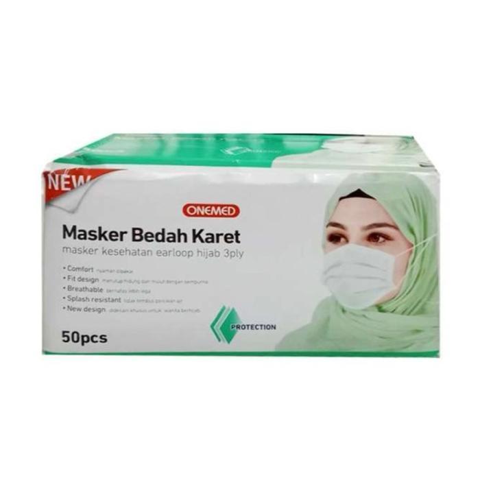 Masker Bedah Karet Hijab Onemed Isi 50 Pcs Masker Onemed