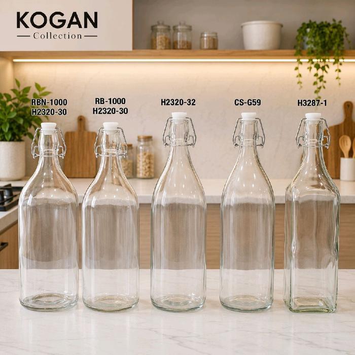 BOTOL TUTUP SWING SEGI KACA 276ml 500ml 1.000ml anti tumpah MTH-01 Botol Kaca dengan Tutup Swing