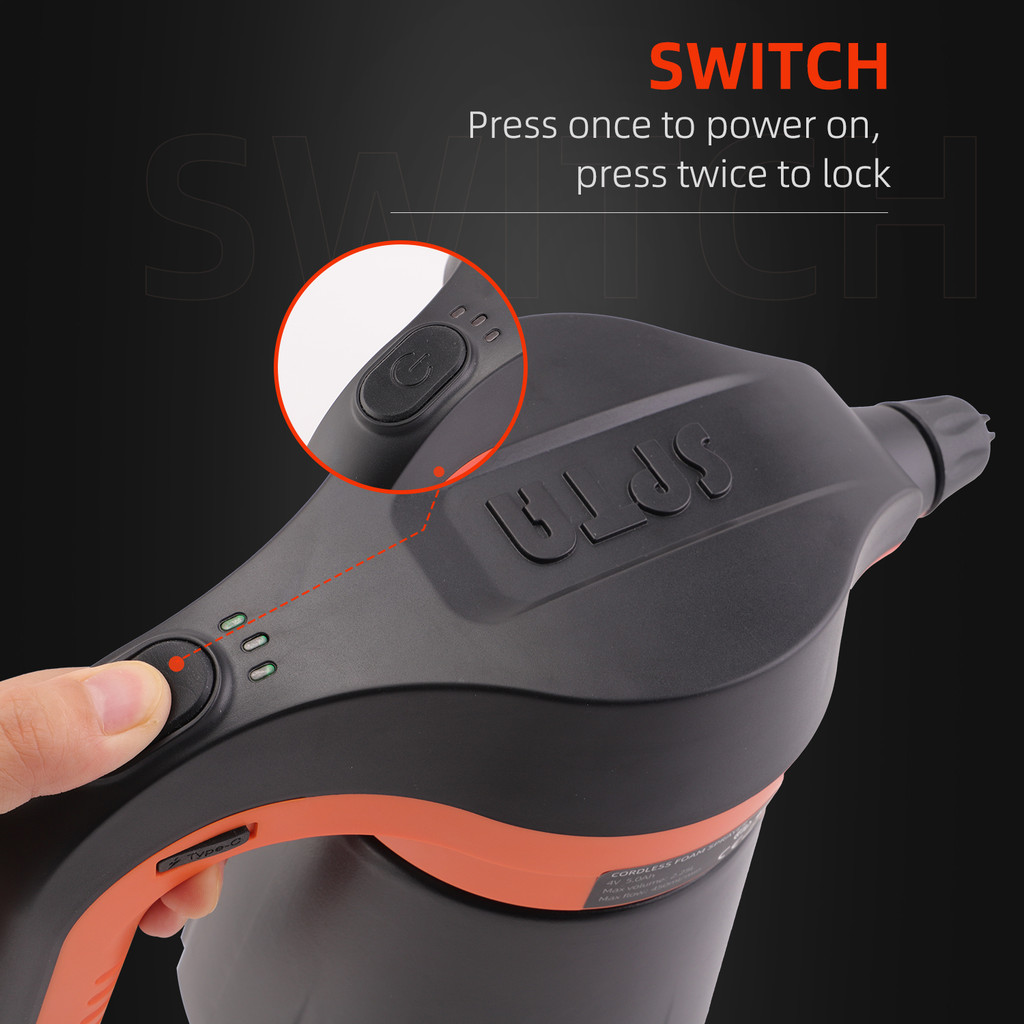 SPTA Cordless Battery Powered Foam Sprayer, 2.25L Electric Car Foam Sprayer, Pump Foam Sprayer for