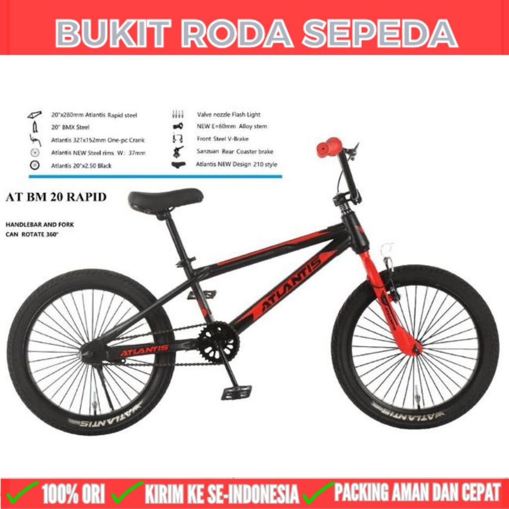 Sepeda BMX Anak ATLANTIS RAPID BARONG TORPEDO Ukuran 20 Inch Ban Jumbo