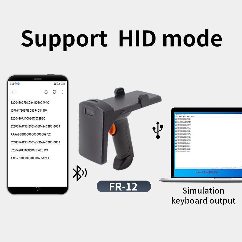 Portable UHF RFID Keyboard Emulator USB Bluetooth RFID Tag Sticker 1D 2D Code Scanner UHF RFID
