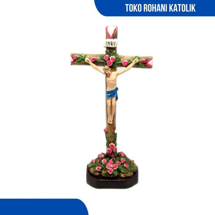 SALIB DUDUK MOTIF MAWAR / SALIB DUDUK KATOLIK / SALIB MEJA KATOLIK
