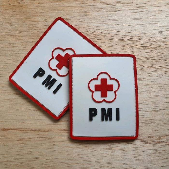ArlC patch rubber logo pmi - palang merah indonesia besar 9.5 x 7.5 - tempelan karet aksesoris