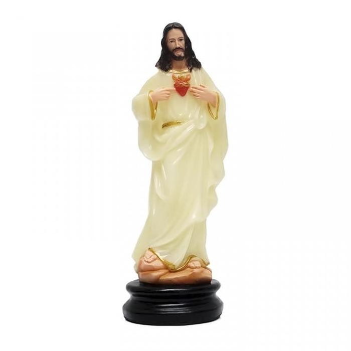 Ready Patung Tuhan Yesus Hati Kudus Fosfor 30cm -Patung Rohani-Patung Yesus