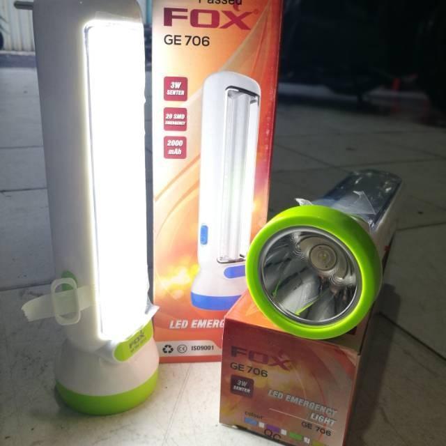 FOX GE708 Emergency Lamp LED Senter Charge Isi Ulang Lampu GE-708