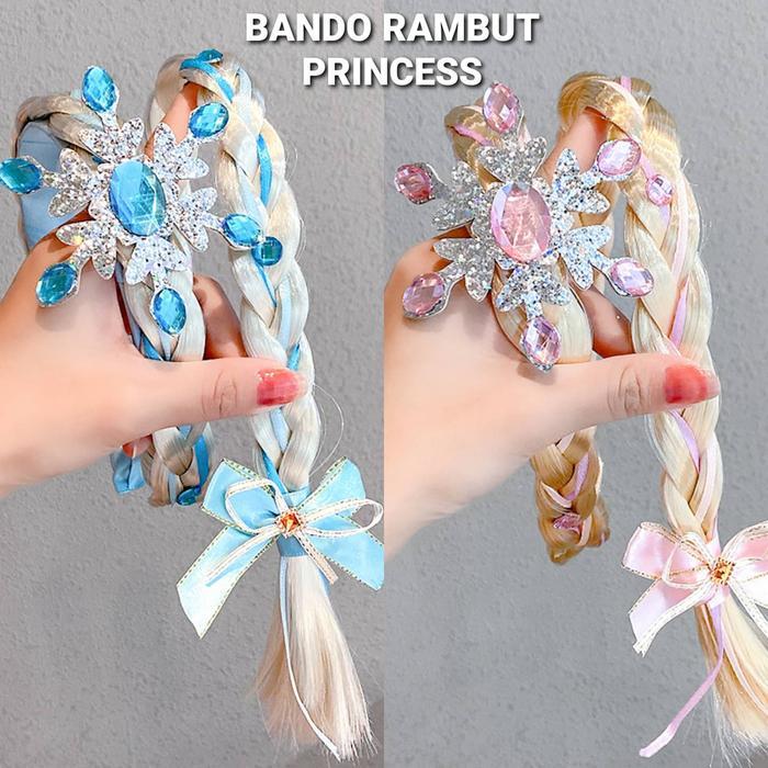 BANDO RAMBUT PRINCESS PINK / WIG KEPANG RAMBUT FROZEN ELSA AKSESORIS