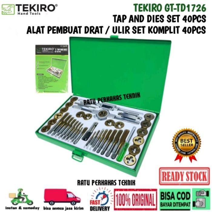 TEKIRO HAND TAP SET 40 pcs TAP AND DIES DRAT ULIR / GT-TD1726 ASLI ALAT BIKIN DRAT BUAT DRAT