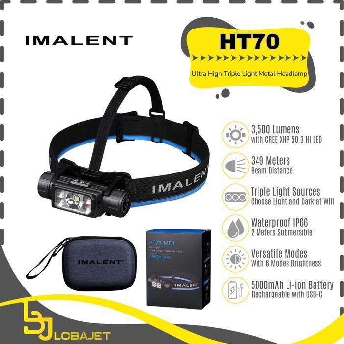 IMALENT HT70 Headlamp - Ultra High Triple Light Metal Headlamp 3500 Lumens - Senter Kepala IMALENT