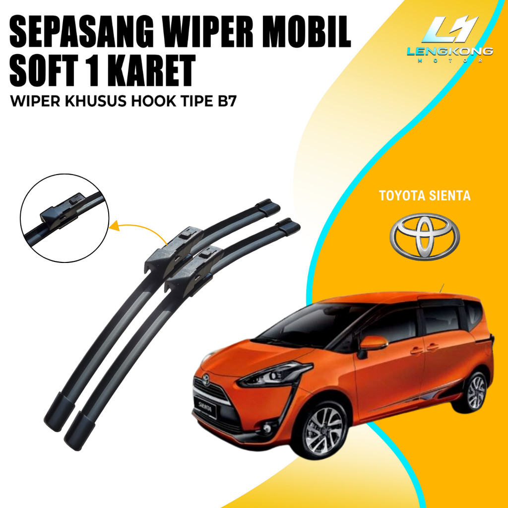 Wiper Blade Toyota Sienta Frameless Pembersih Kaca Depan Mobil 1 Set Kiri dan Kanan