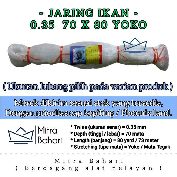 JARING IKAN 0.35 70X80 YOKO ( MATA TEGAK ) PUKAT SENAR 0.35 JARING SENAR 035 JARING IKAN COD JARING
