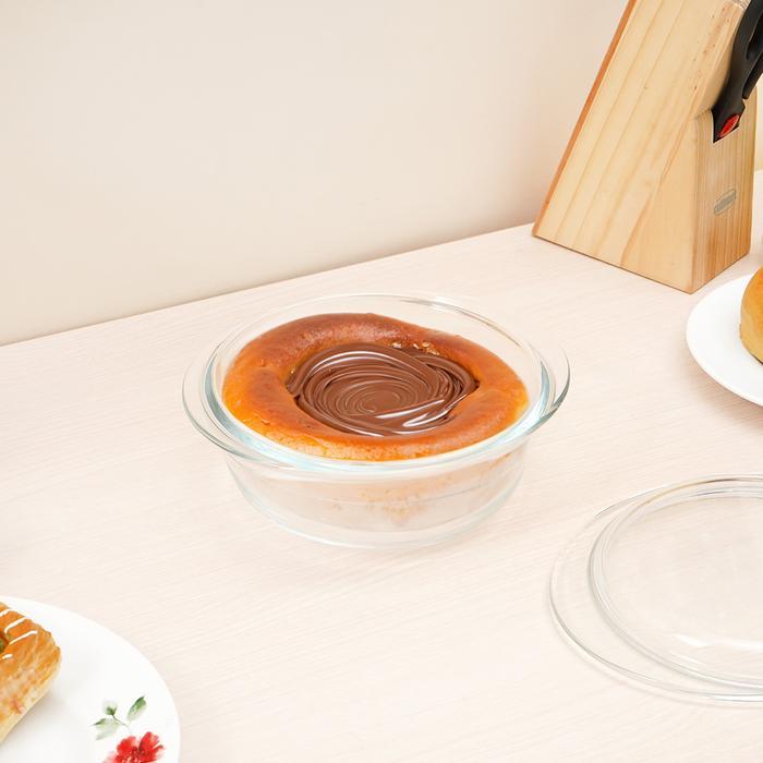 vowk- Azko Culinart Wadah Saji Casserole Kaca Dengan Tutup Tempat Saji Makanan Wadah