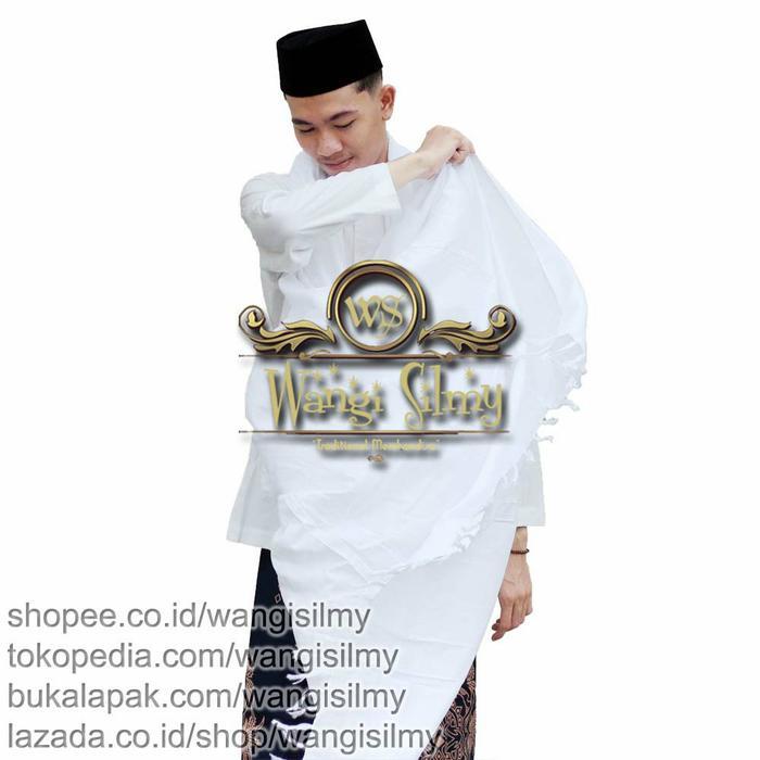Bisa Cod Sorban Rida Putih Polos Panjang Rayon Surban Habib Kashmiri