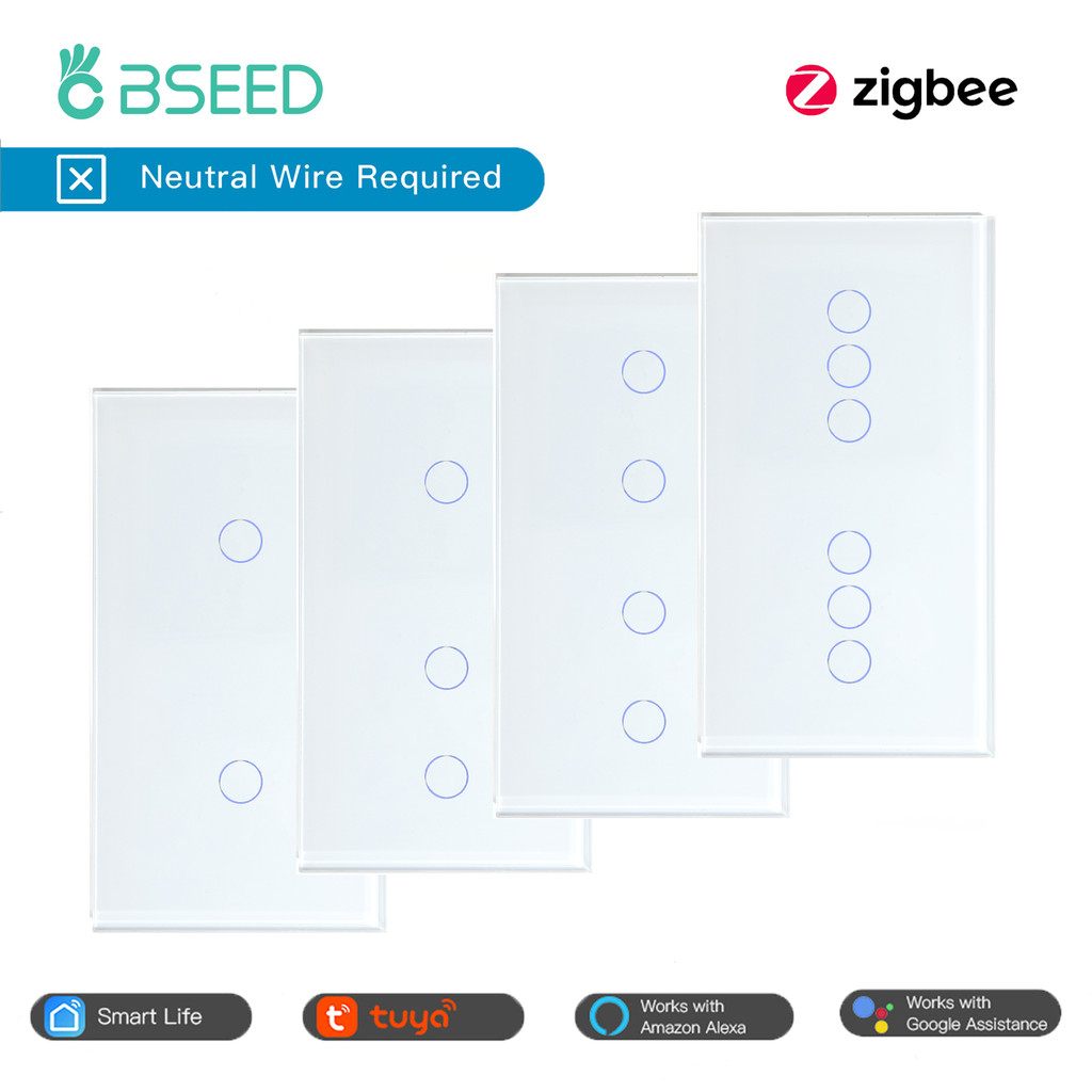 BSEED Zigbee Light Switches Double Smart Switch Touch Sensor Switch