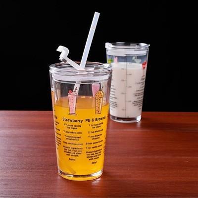 JTTOP" GELAS KACA * TUMBLER * GELAS UKUR * GELAS GAMBAR LUCU * 450ML