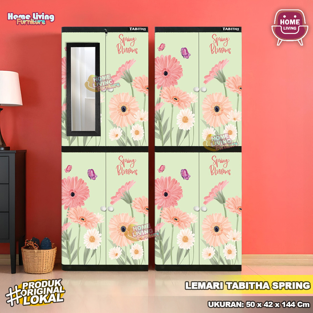 Lemari Pakaian Plastik Tabitha LS2P Spring Lemari Lemari 4 Susun Lemari Kaca Lemari Gantung