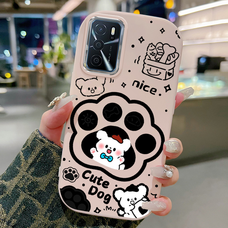 Casing Hp Untuk OPPO A16 A16s A54s Case Cakar anjing yang lucu Kesing Jelly Cesing bulat gemuk Kasin