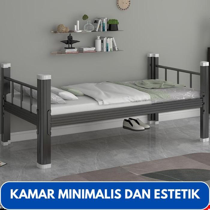 delonfx- [ Terlaris ] Ranjang Tidur Tingkat Besi Tebal Anti Karat Tempat Tidur Untuk Dewasa &