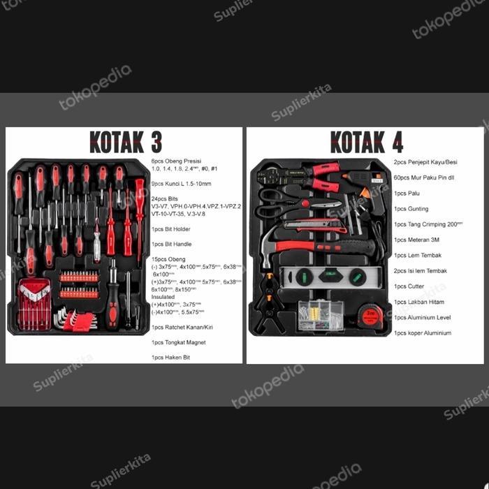 187 Pcs Set Koper Tools Perkakas Bengkel / Rumah Lengkap Terlaris