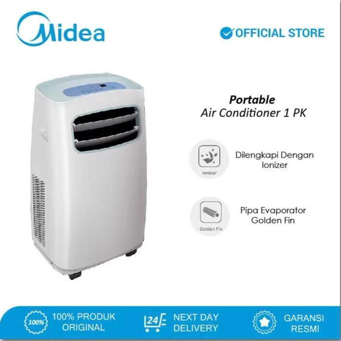 Midea AC Portable 1 PK MPF2-09CRN1 dengan Ionizer dan Pipa Evaporator Golden Fin Self-Diagnosis dan 