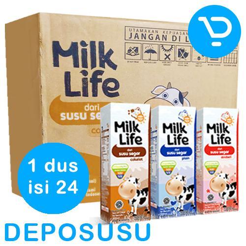 Terlaris SUSU UHT MILK LIFE 200ML 1 KARTON ISI 24x200ml Gratis Ongkir