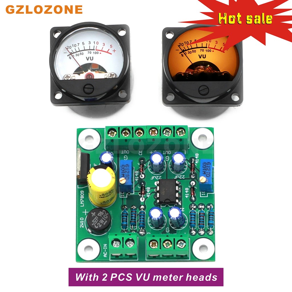 ZEROZONE VU Level Audio Meter Driver Kit Driver Board + 2PCS Warm LED Meter Head Adjustable