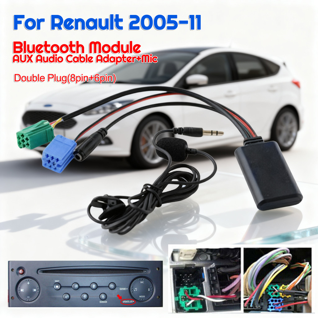 Car Bluetooth Module AUX IN Wireless BT Module with MIC Audio Cable Adapter for Renault Clio Espace