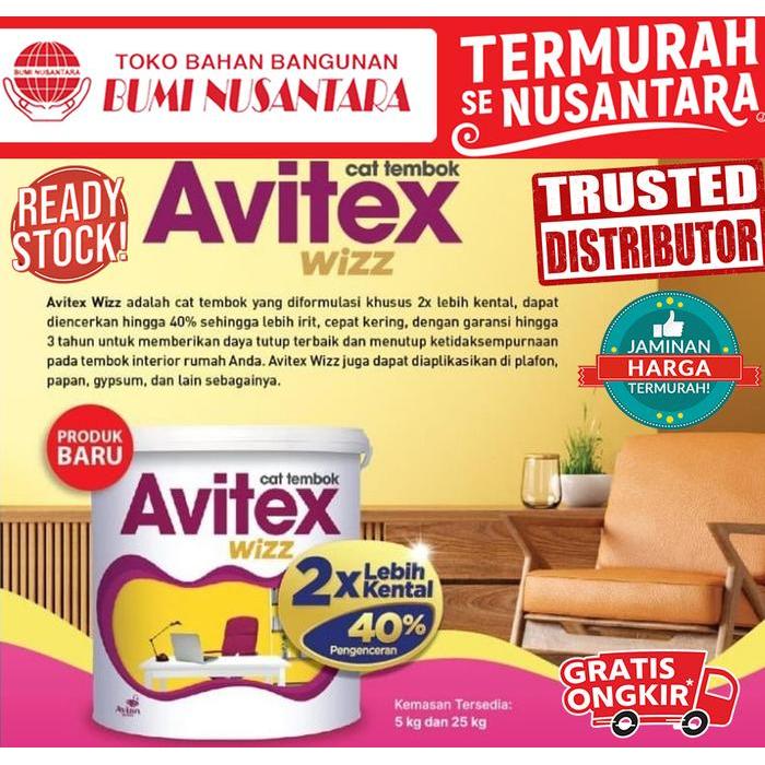 Cat Avitex Wizz 25kg Super White Brilliant Putih Interior Exterior 2x Lebih Kental Avian Wall Paint