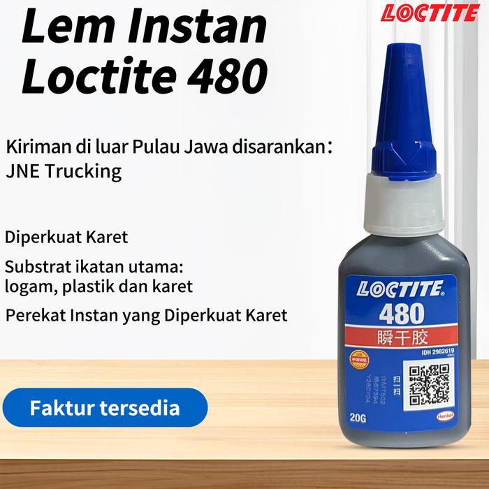 Loctite Lem Instan 480 Diperkuat Karet 20G Hitam Untuk Logam Plastik & Karet Anti Getaran Fleksibel