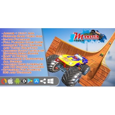 Monster Truck Stunt Game Unity 3d - Source Code Aplikasi Mobile