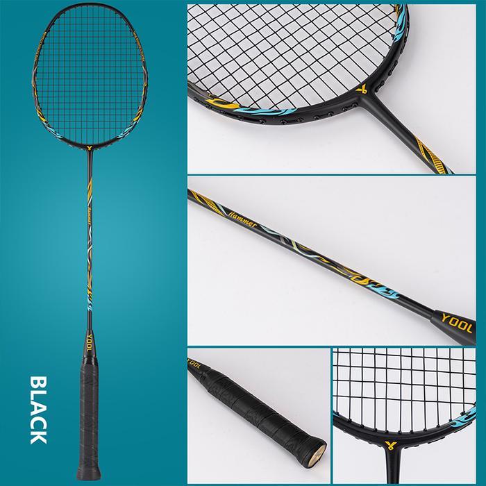 Raket Badminton Ringan dengan Sweet Spot Besar dan Anti Getar untuk Pemula dan Pemain Mahir - Hitam