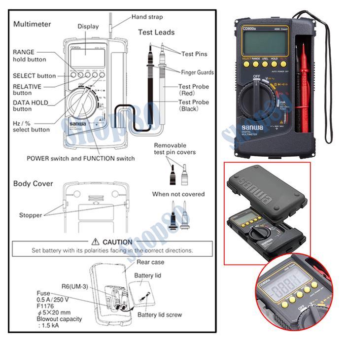 Wipro Multitester Digital Avometer SANWA Multimeter Multi Tester CD800A
