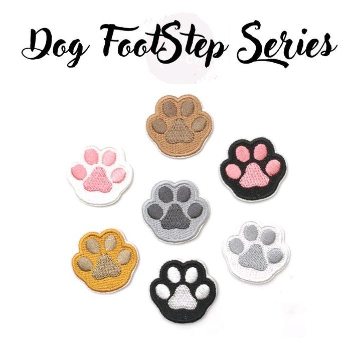 Bordir Patch Dog Series Iron On/ Patch Bordir Dog / Bordir Patch Foot Step Dog / Iron Patch Cap Kaki