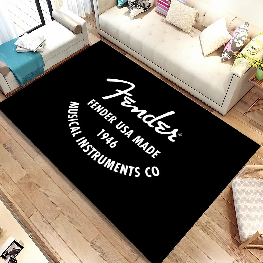 3D Gitar Bass Instrumen Fender Musik Tanda Karpet Karpet untuk Ruang Tamu Kamar Tidur Rumah Sofa Dek