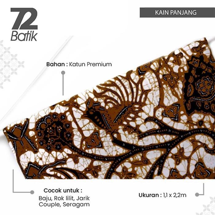 KAIN BATIK PREMIUM BAHAN KATUN MOTIF WAJYU TEMURUN WARNA COKLAT COKELAT CHOKLAT JOGJA 727663 CAP 72