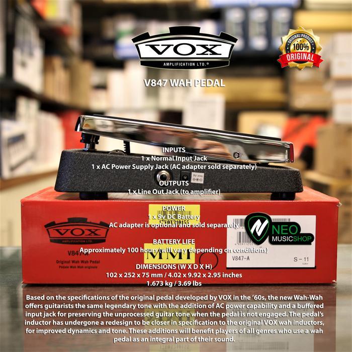 VOX V847A Classic Wah Wah Guitar Effects Pedal