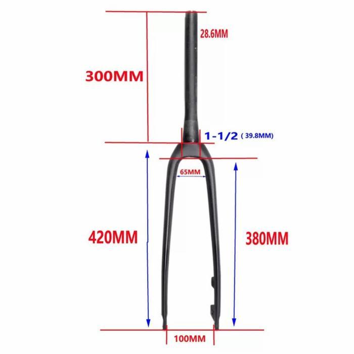 Balugoe Fork Carbon Rigid Tapered Fork Taper Sepeda Roadbike Mtb Grave