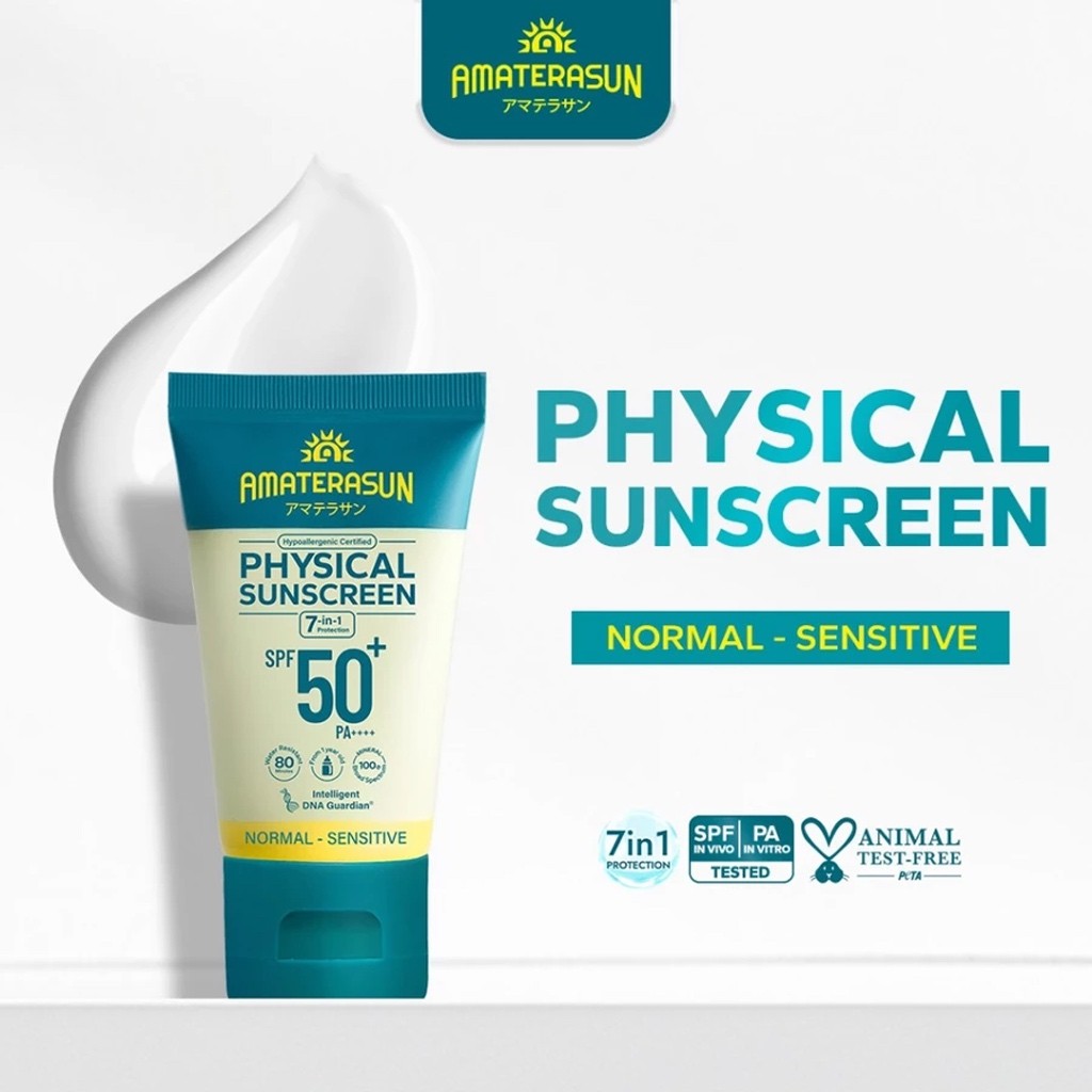 AMATERASUN - PHYSICAL SUNSCREEN SPF 50+ PA++++ ( 30 g ) - 100% Vegan Mineral Sunscreen Diperkaya Den