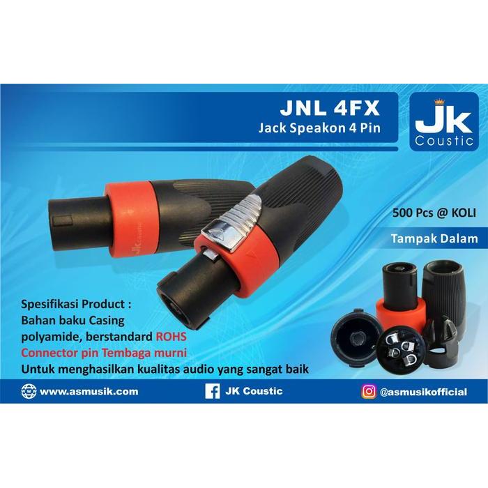 Jack Speakon 4 Pin JK Coustic JNL-4FX Conektor Speakon