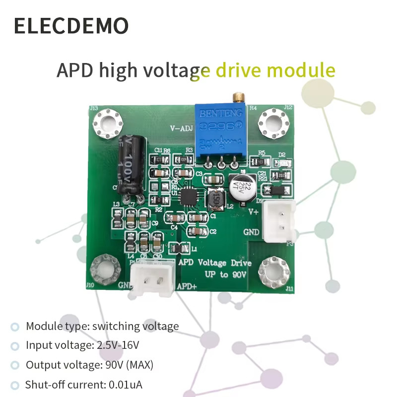 APD Avalanche Photodiode High Voltage Power Supply Module, Ultra-Low Ripple Noise, Adjustable Voltag