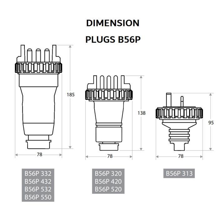Timeshoop- Boss Plugs Ip56 B56P 520 / B56P 532- 5 Round Pins 20A / 32A 500V