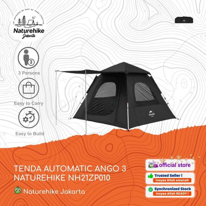 TENDA OTOMATIS CAMPING ANGO BLACK 3 ORANG NATUREHIKE NH21ZP010 - Gudang Irama