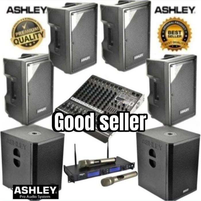 Gosir Paket Sound Karaoke Speaker Aktif ASHLEY 10 Inch + Subwoofer Aktif ASHLEY 12 Inch Original Bas
