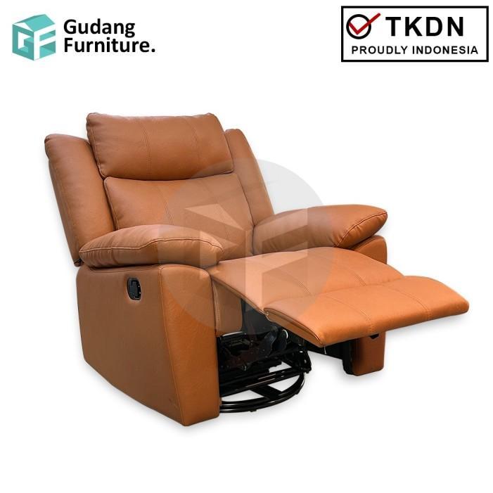 GF Series Sofa Reverie 1 Seater Sofa Single Recliner Minimalis (PS) - Cokelat