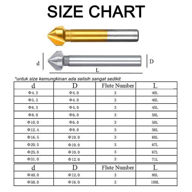 Countersink 16X90 Hss Mata Bor 16 Mm Cutter Milling Chamfering 16Mm